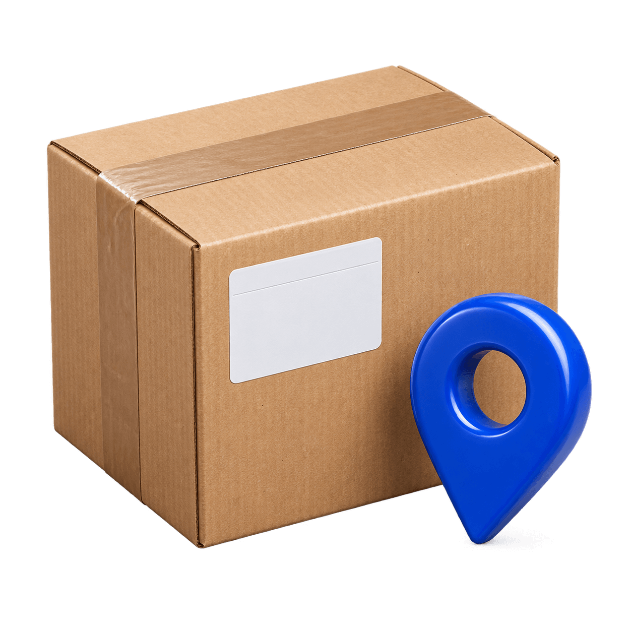 Delivered parcel with location marker